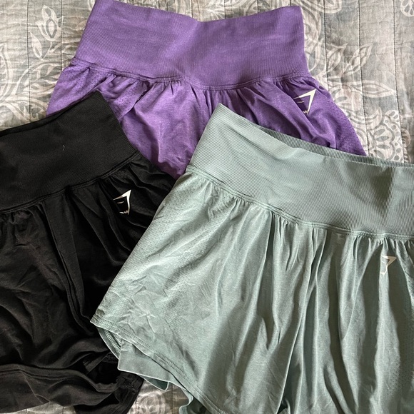 Gymshark 2 in 1 shorts (set of 3) 🖤🩵💜 - Picture 2 of 7